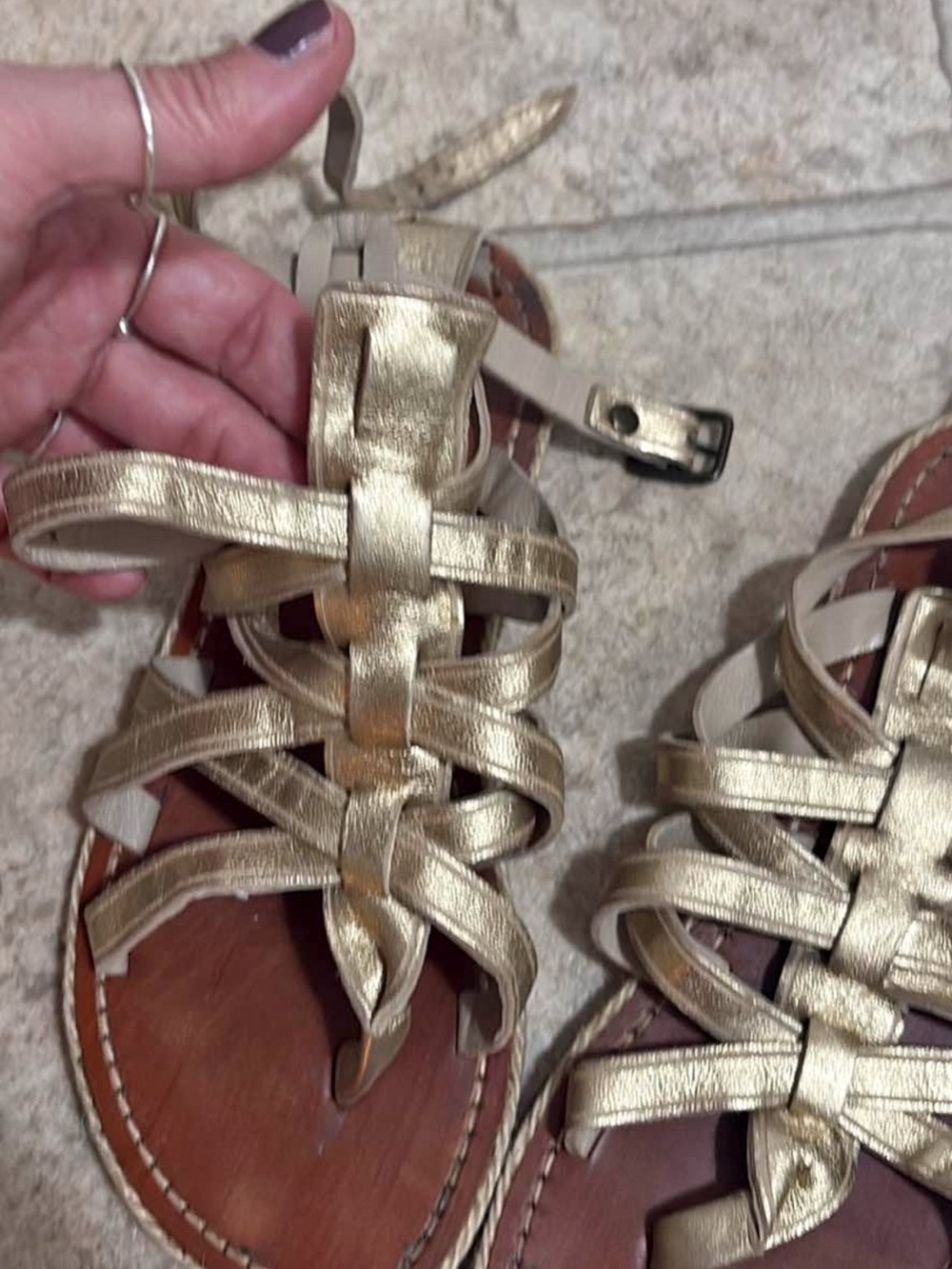 Christian Louboutin Metallic Gold Braided Gladiator Sandals